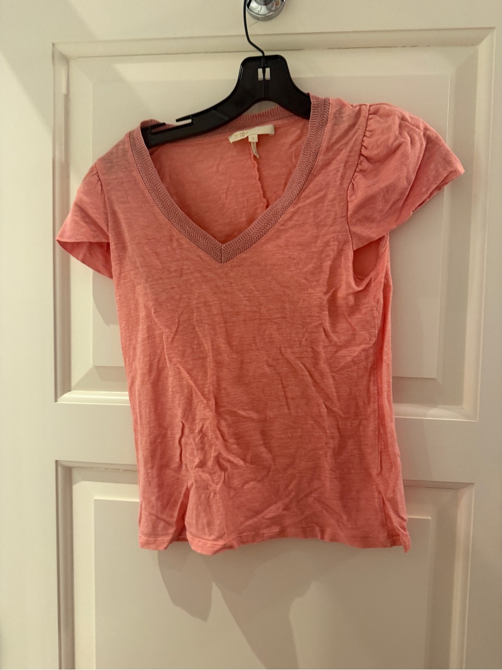 Maje Coral Pink V-Neck Short Sleeve Tee